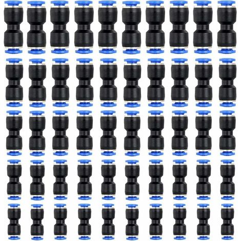 Raccord droit pneumatique, 50 raccords rapides pour tuyau de diamètre extérieur 4 mm, 6 mm, 8 mm, 10 mm et 12 mm (50 pièces) (1/5)