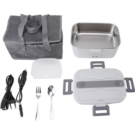 Elektrische Lunchbox mit Wärmefunktion, 1,8 l, 360°-Heizung, tragbar, beheizbar, für Schule, Büro, Auto, LKW, aus Edelstahl 304 (EU-Stecker) (1/5)