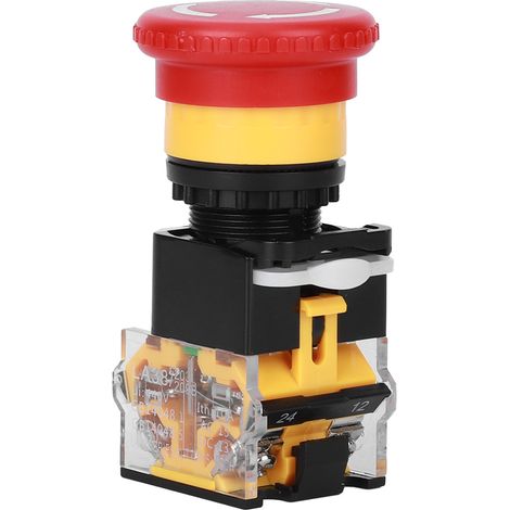 Lot de 3 interrupteurs à bouton-poussoir d'arrêt d'urgence marche/arrêt, pièces industrielles en plastique technique, 440 V, 10 A, 22 mm (1/5)