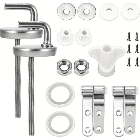 2 Fixation Cuvette Charniere WC Universel, Charniere Abattant, kit de Fixation Abattant WC Universel Acier pour Fixer SièGes (1/5)