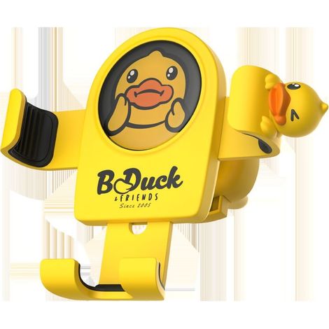 Support de téléphone de voiture, motif de dessin animé mignon, conception d'évent Stable, support de Dissipation thermique avec coussin en Silicone souple jaune (1/5)