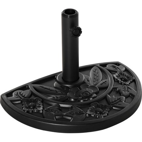 Outsunny Schwerlast-Sonnenschirmständer aus HDPE-Zement, beschwerter Ständer mit floralem Design für Sonnenschirme Ø 35, 38, 48 mm, Schwarz