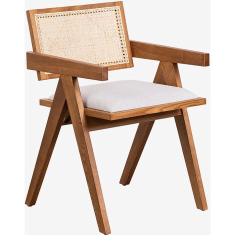Silla de comedor con reposabrazos en madera de fresno tapizada en tela Lali SKLUM        (1/5)