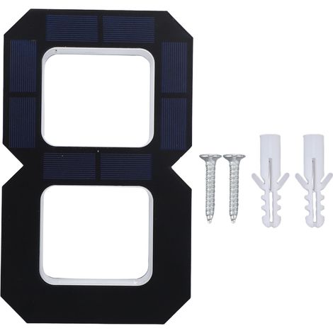Numéro de maison solaire lumineux de 23 cm (9 pouces), grand format, étanche, LED moderne pour décoration extérieure, 8 pièces, noir (1/5)