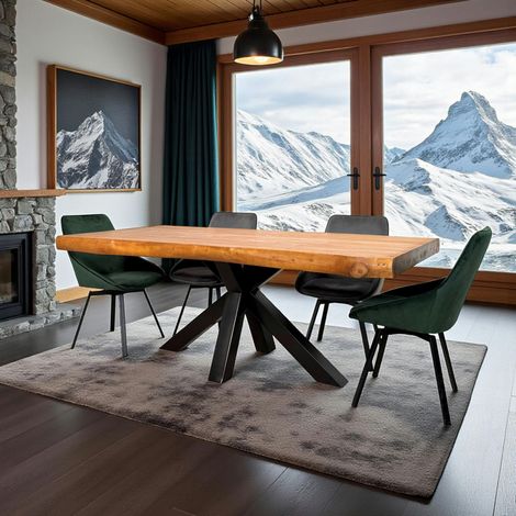 Pier Import – Table à manger rectangulaire 200 cm en teck massif recyclé – Pied central en métal – Largeur 110 cm – Hauteur 78 cm – Épaisseur plateau 8 cm (1/5)