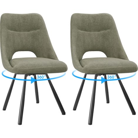 LEWE Lot de 2 Chaises de Salle à Manger, Chaise de Cuisine Pivotante à 360°, Capitonnée Chaise Salon avec Pieds en Métal, Marron Gris