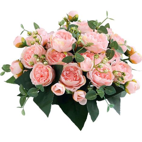 Fleurs artificielles, pivoines roses artificielles en soie, fausses pivoines fuchsia, centres de table pour mariage, bureau, fête, décoration intérieure (3 pièces) (1/5)