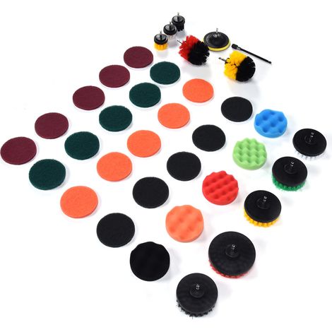 Ensemble de 37 brosses pour perceuse électrique domestique, pour le nettoyage des murs et des sols, l'élimination de la poussière et le polissage. (1/5)