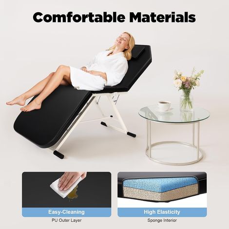 Lit cosmétique - Table de massage portable - Lit de salon spa pliable à 3 zones - Lit de massage mobile - Chaise de massage - Chaise de massage - Chaise de massage - Chaise de massage en PVC (1/5)