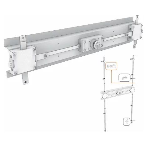 Serrure de porte de garage 4 points – Pompe-cylindre Champions C10 – 4 points de fermeture – Dimensions 850 x 164 x 70 mm – Ouverture interne avec bouton – Mottura
