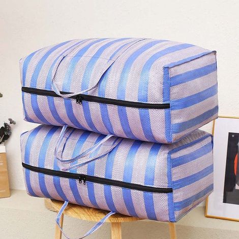 bolsas de nailon tejido para ropa sucia y armario – Gran capacidad, cierre de cremallera, color azul, para guardar ropa de temporada, 905040.