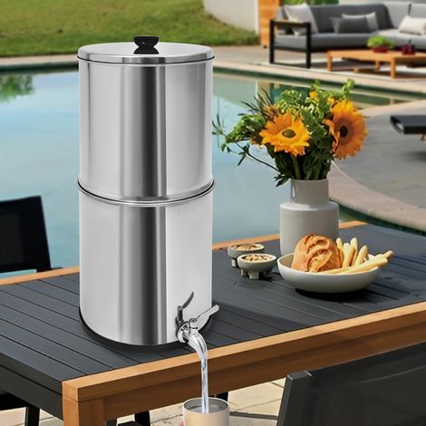 8.5L Gravity-Fed Water Filter Countertop Water Purification System w/2 Filters
