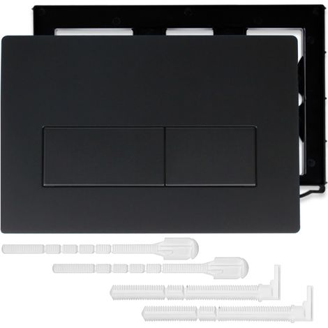 Plaque De Commande Déclenchemen Wc Noir Pour 01 20 30 50 Up320 Et 300, Panneau Réservoir D'Eau éQuipée D'Un Cadre Fixation Et Set De Leviers De Chasse (Noir) (1/5)