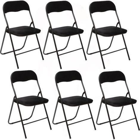 5Five Simply Smart – Lot de 6 chaises pliantes en velours – Structure acier – Assise rembourrée en mousse PU – Dimensions 52x44x79cm – Poids max 110kg