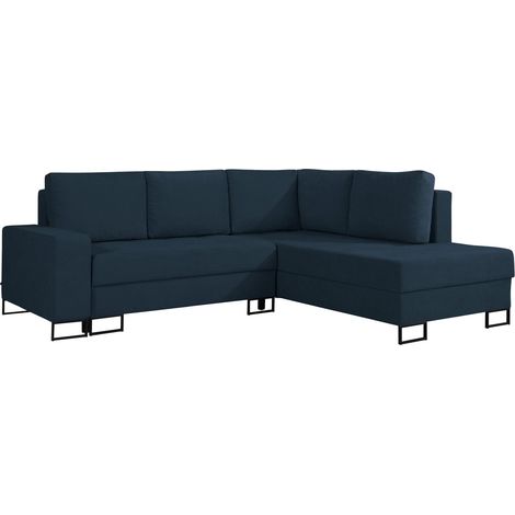 Selsey Larelle – Ecksofa mit Schlaffunktion & Bettkasten, Chenille, Ottomane rechts, Dunkelblau