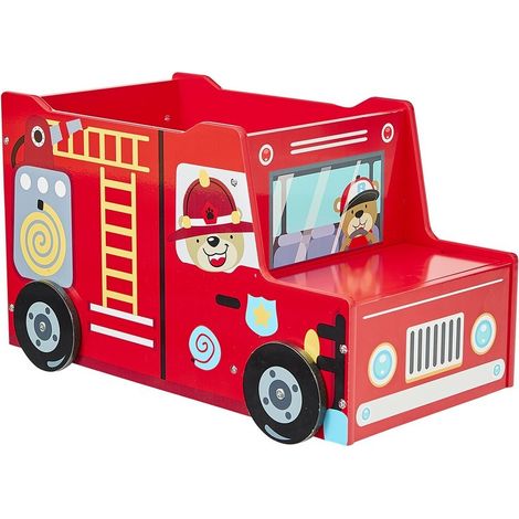 Kids Fire Engine Toy Box - L31.5 x W42 x H35.5 cm