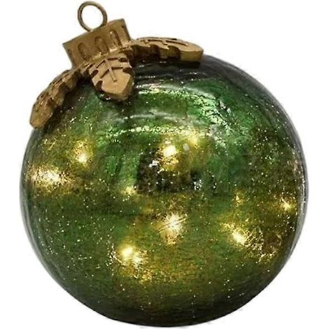 Batteriebetriebene Weihnachtskugel aus Glas mit LED-Licht, grüne Tischdekoration für Partys und Zuhause. (1/5)