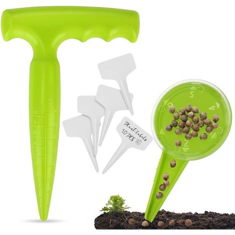 Kit per piantare bulbi con 2 attrezzi ergonomici e 10 etichette da giardino – Set completo per una semina facile