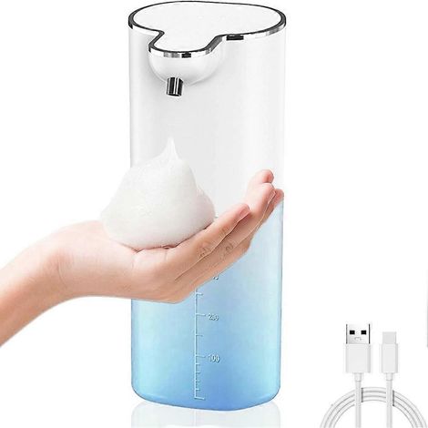 Distributeur automatique de savon liquide, distributeur mural de 400 ml (13,5 oz), rechargeable par USB, pour les mains et la vaisselle, sans contact. (1/5)