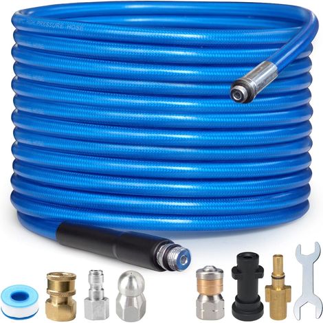 Kit de tuyau de nettoyage de canalisations 10 m  3000 PSI/180 bar  Tuyau de nettoyage de tuyaux  Système de rinçage pour nettoyeur haute pression domestique Karcher K2 K3 K4 K5 K6 K7 et