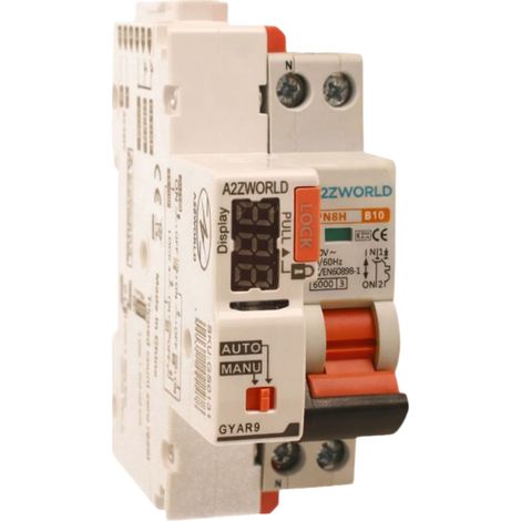 MCB Interruttore Magnetotermico Con Riarmo Automatico, Curva B 1P+N 2M 6000A AC 230V PN8H, 3 Tentativi (10s/60s/300s), Corrente Disponibili 6A 10A 16A 20A 25A 32A (10A)