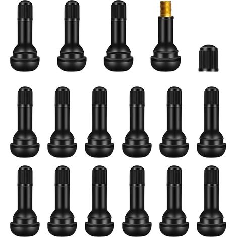 Les 15 Valves de Jante universelles,Vannes en Caoutchouc TR413,Valve Pneu Voiture, Voiture Pneu Tubeless Valve Bouchon,Noir (1/5)