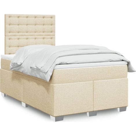 Boxspringbett mit Matratze Creme 120x200 cm Stoff (1/5)