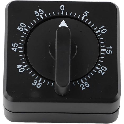 Minuteur cuisine mécanique 60 min compte à rebours alarme sonore puissante, sans pile, adapté plastique, pour cuisine pâtisserie études (1/5)