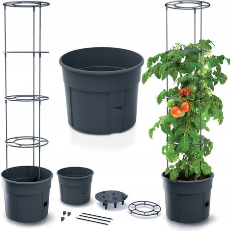 Maceta para cultivar tomates con soporte, 28 litros.