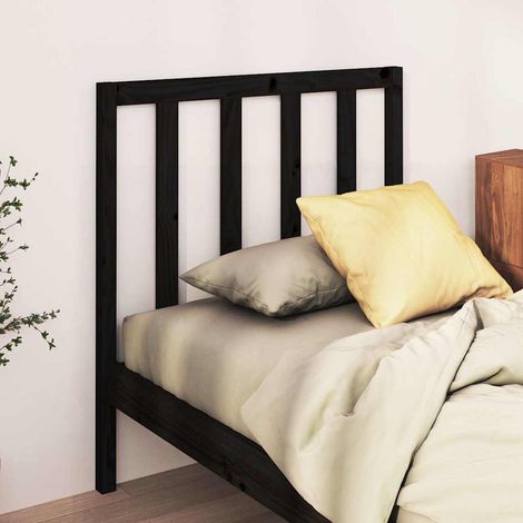 vidaXL Cabecero de cama madera maciza de pino negro 95x4x100 cm (1/5)