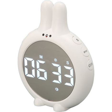 Minuteur Lapin Mignon pour Enfants, Aimanté Amélioré Gestion du Temps, LCD Cuisine Timer Apprentissage Pâtisserie Blanc (1/5)