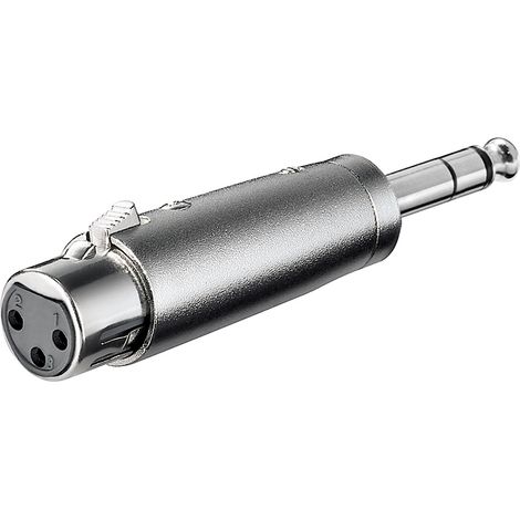 XLR-Adapter, AUX-Klinke 6,35 mm, Stereo-Stecker zu XLR-Buchse, 1x XLR-Buchse (3-polig) 1x 6,35-mm-Klinkenstecker (4-polig, stereo). (1/2)