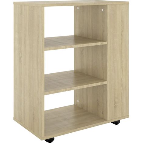 Armoire à roulettes moderne pratique rangement bureau 60 x 35 x 75 cm en bois d'ingénierie chêne sonoma (1/5)