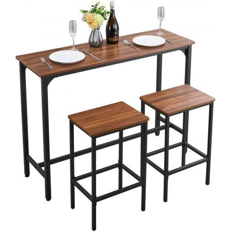 Table de Bar Haute et Tabourets - 3 PCS Ensemble Mange Debout (1/5)