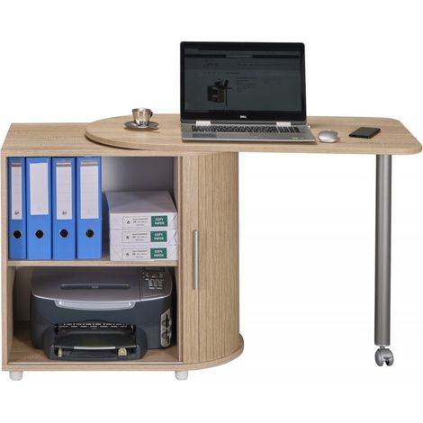 Bureau Chêne Table Pivotante et Rangement - Coloris: Chêne Naturel (1/6)