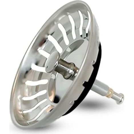 Crépine universelle en acier inoxydable pour bonde d'évier – Goupille réglable – Lavable lave-vaisselle – 82 mm (1/3)