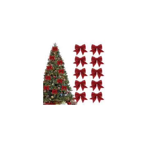 10 fiocchi natalizi glitterati, piccoli fiocchi natalizi, fiocchi glitterati per ghirlande natalizie, decorazioni per l'albero, rossi - Crezuo