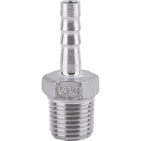 Connexteur Raccord de Tuyau Barbelé à Filetage Adaptateur Queue de Tuyau en Acier Inoxydable SS304 1/8" 3/4"(1/4  6mm) (1/5)