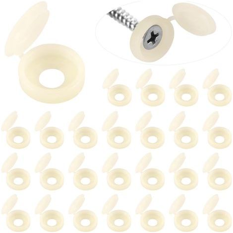 Lot de 100 cache vis en plastique avec charnière couvercles de vis avec charnière cache vis rabattables couvercles de vis à rabat pour la protection (1/3)
