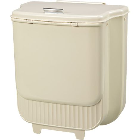 Poubelle de cuisine pliable à suspendre avec couvercle coulissant, poubelle en plastique pour porte d'armoire de cuisine, camping-car, salle de bain, chambre, salon, bureau (beige)