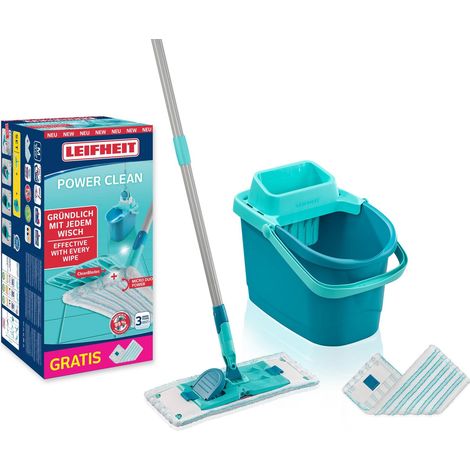 Leifheit PowerClean Wischmopp mit Eimer 6L Edelstahl (1/5)