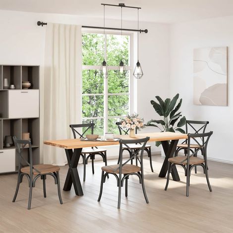 Maison Exclusive - Esstischbeine X-Form 2 Stk. Schwarz 60x(72-73)