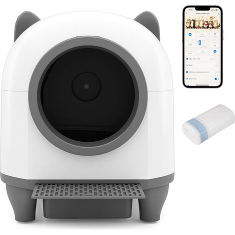 COSTWAY 80L Lettiera Gatto Autopulente,10 Sensori Radar di Sicurezza,Controllo tramite App