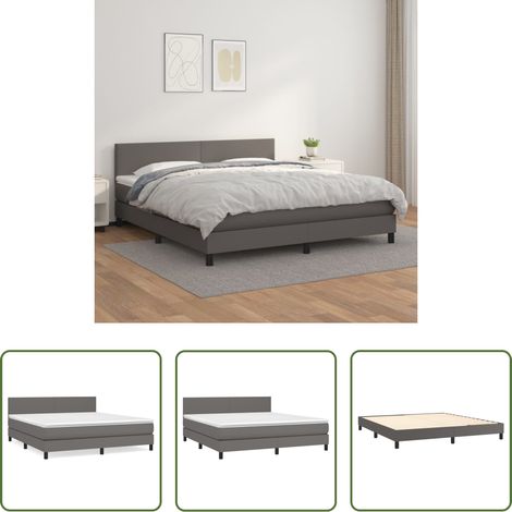Matratze -  Boxspringbett mit Matratze Grau 160x200 cm Kunstleder (1/5)