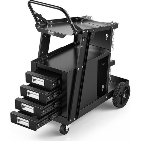 Chariot de Soudage pour Poste à Souder 4 Tiroirs Charge 120 kg 2 Niveaux à Roulettes pour Atelier Découpeur Plasma (1/5)