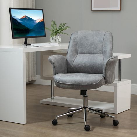 Silla de oficina Vinsetto, silla de escritorio de microfibra, altura regulable, giratoria con función de balanceo, silla de tocador, silla de oficina, capacidad de carga de hasta 120 kg, para estudio,