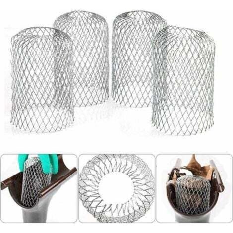 RHG Lot de 4 grilles de filtre en aluminium pour gouttière Protection de gouttière pour gouttière Protection de tuyau de descente