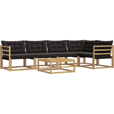 Set di divani da esterno 6 pcs Bianco e Nero 79 x 79 x 37 cm vidaXL