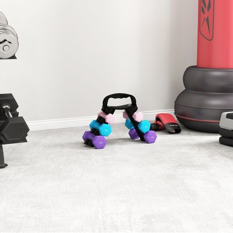 Set de mancuernas con soporte, 6 piezas, 1 kg, 2 kg y 3 kg, multicolor HAVRYA (1/4)