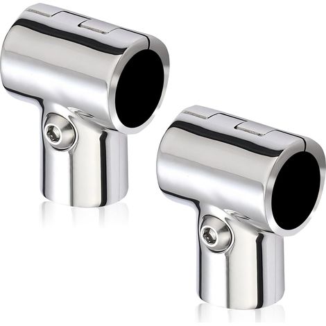 Raccord Tube Té 3 Voies Inox 22mm 0.87in Lot de 2 Connecteur Tuyau Main Connecteurs de Tuyau pour Structure pour Bateau Yacht Kayak Accessoire, Raccord Assure Une Fixation pour Vos Rambardes (1/5)